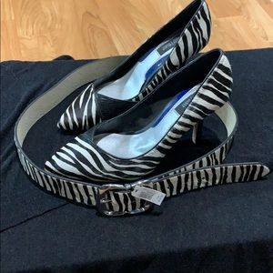 White House Black Market shoes and belt . Fur 🐾